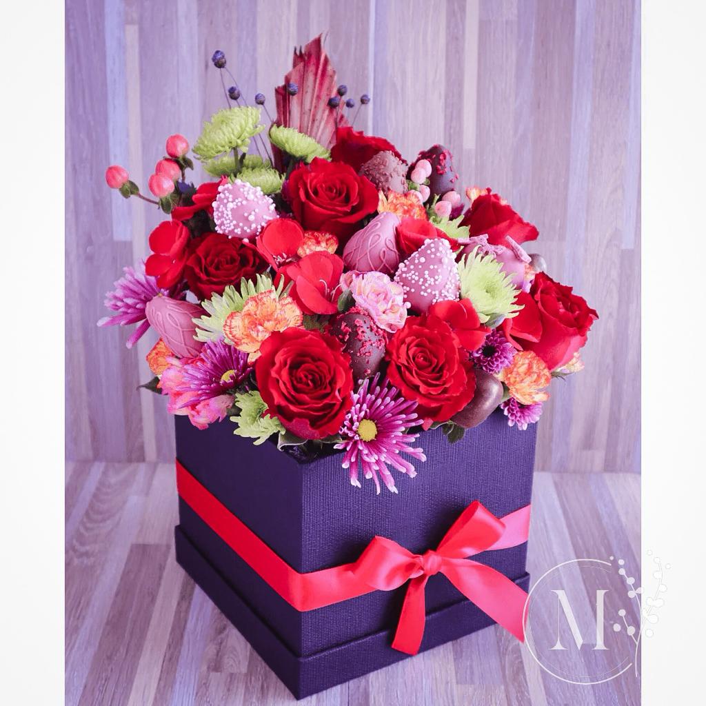 Imposing Flower and Strawberry Arrangement