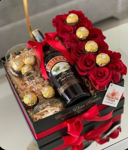 Mix flower box Chocolates with liquor